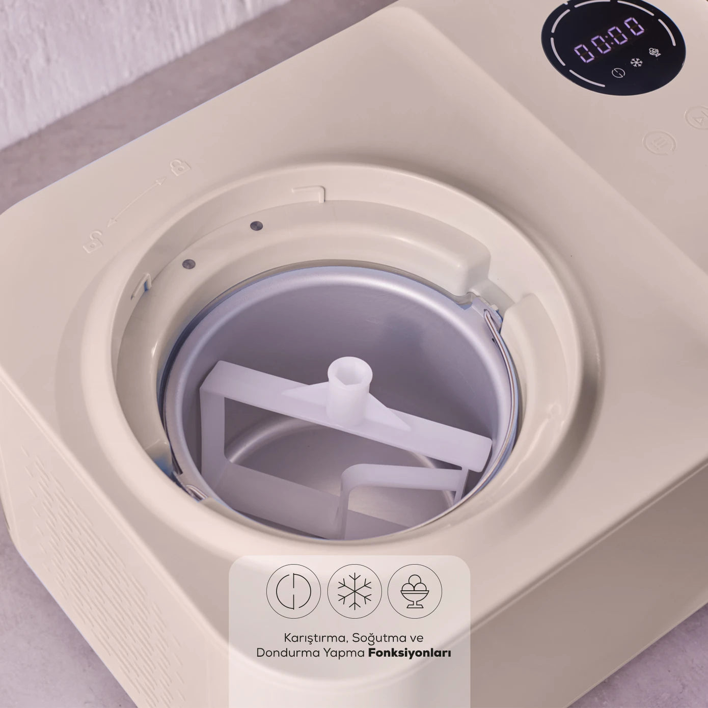 Karaca 2 in 1 Automatic Ice Cream Maker Machine with Mixer and Freezer Vanilla 153.09.01.0964 -  Kitchen Appliances - ebarza Furniture UAE | Shop Modern Furniture in Abu Dhabi & Dubai - مفروشات ايبازرا في الامارات | تسوق اثاث عصري وديكورات مميزة في دبي وابوظبي