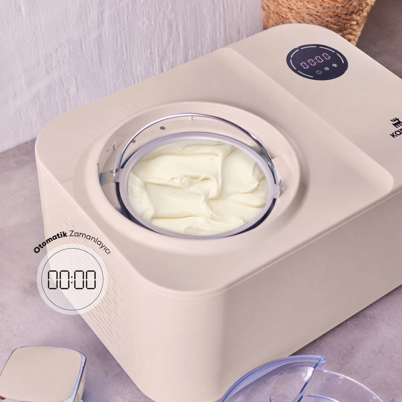 Karaca 2 in 1 Automatic Ice Cream Maker Machine with Mixer and Freezer Vanilla 153.09.01.0964 -  Kitchen Appliances - ebarza Furniture UAE | Shop Modern Furniture in Abu Dhabi & Dubai - مفروشات ايبازرا في الامارات | تسوق اثاث عصري وديكورات مميزة في دبي وابوظبي