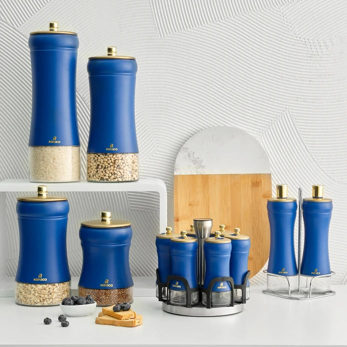 Karaca Blue Berry 5 Piece Line Glass Spice Set 153.03.06.8988 -  Spice Sets - ebarza Furniture UAE | Shop Modern Furniture in Abu Dhabi & Dubai - مفروشات ايبازرا في الامارات | تسوق اثاث عصري وديكورات مميزة في دبي وابوظبي