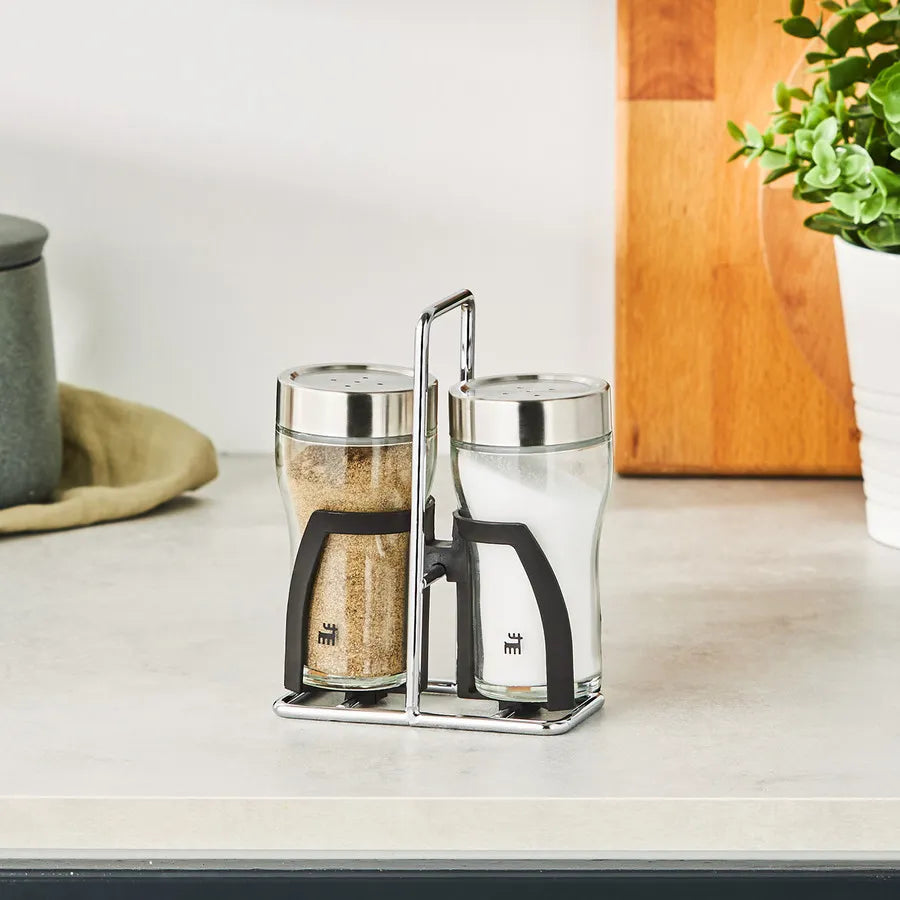 Karaca Danica 2 Piece Glass Salt and Pepper Shaker, 100ml, Grey 153.03.08.3012 -  Spice Sets - ebarza Furniture UAE | Shop Modern Furniture in Abu Dhabi & Dubai - مفروشات ايبازرا في الامارات | تسوق اثاث عصري وديكورات مميزة في دبي وابوظبي