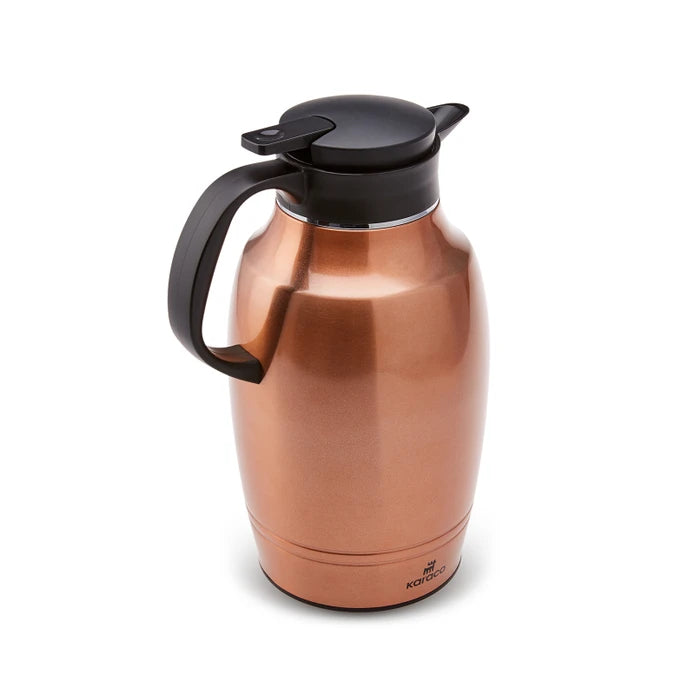 Karaca Essentiel Rosegold Steel Thermos 2300 ml drinkware with a sleek rose gold finish and stainless steel body.
