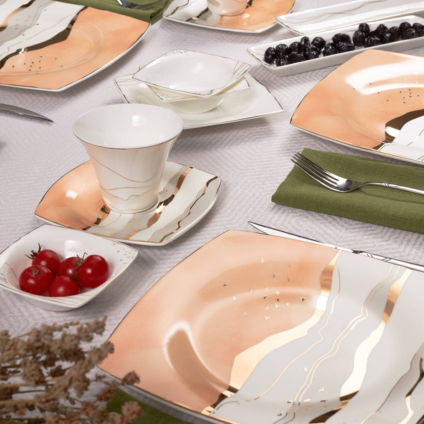 Buy Karaca Fine Pearl Ocaso 26 Pieces 6 Person Square Breakfast Set 153