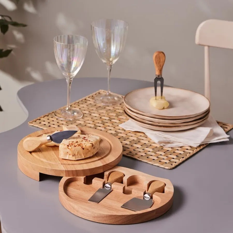 Karaca Gouda 5 Piece Cheese Knife Set with Cutting Board 153.03.08.2162 -  Cutting Boards - ebarza Furniture UAE | Shop Modern Furniture in Abu Dhabi & Dubai - مفروشات ايبازرا في الامارات | تسوق اثاث عصري وديكورات مميزة في دبي وابوظبي
