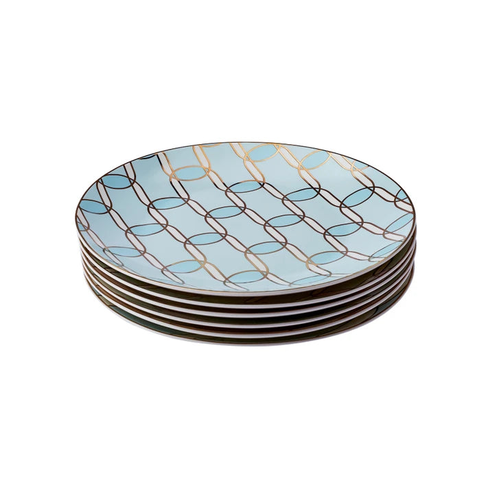 Karaca Heat Cake Set for 6 persons, 19 cm, includes plates and serving pieces, elegant ceramic tableware for desserts
