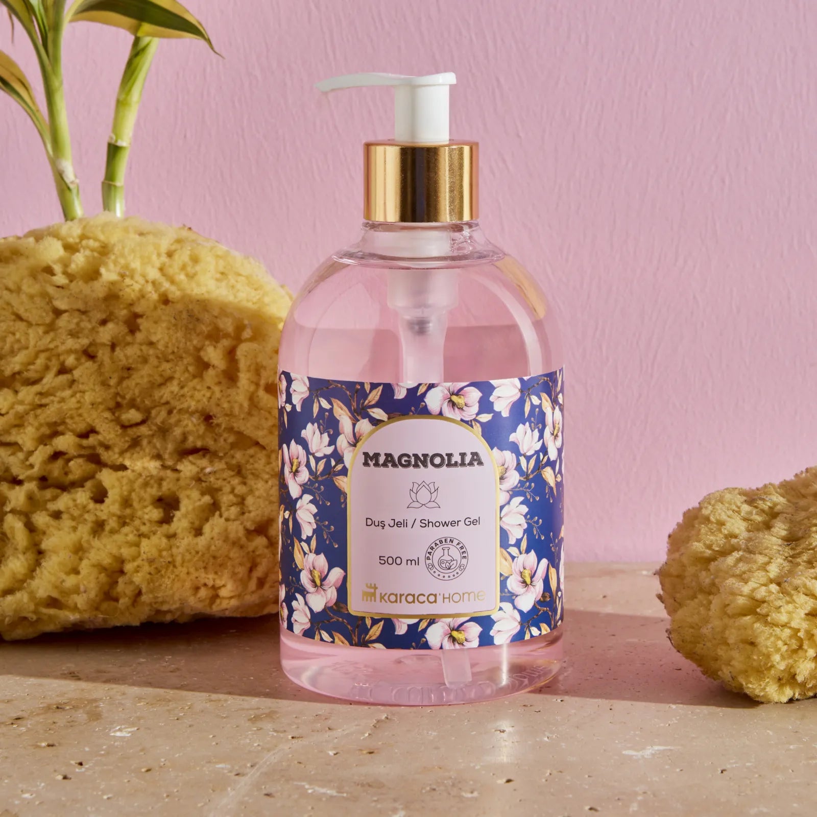 Karaca Home Magnolia Shower Gel in 500ml bottle, featuring a floral design and elegant packaging.