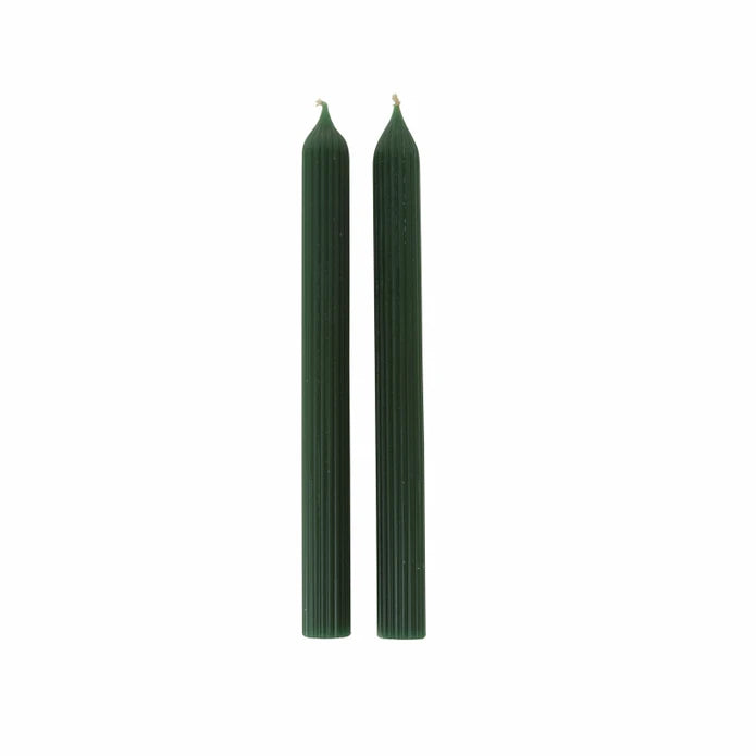 Green Karaca Home Wave 2 candlestick candles, decorative candles with a sleek modern design for home décor.