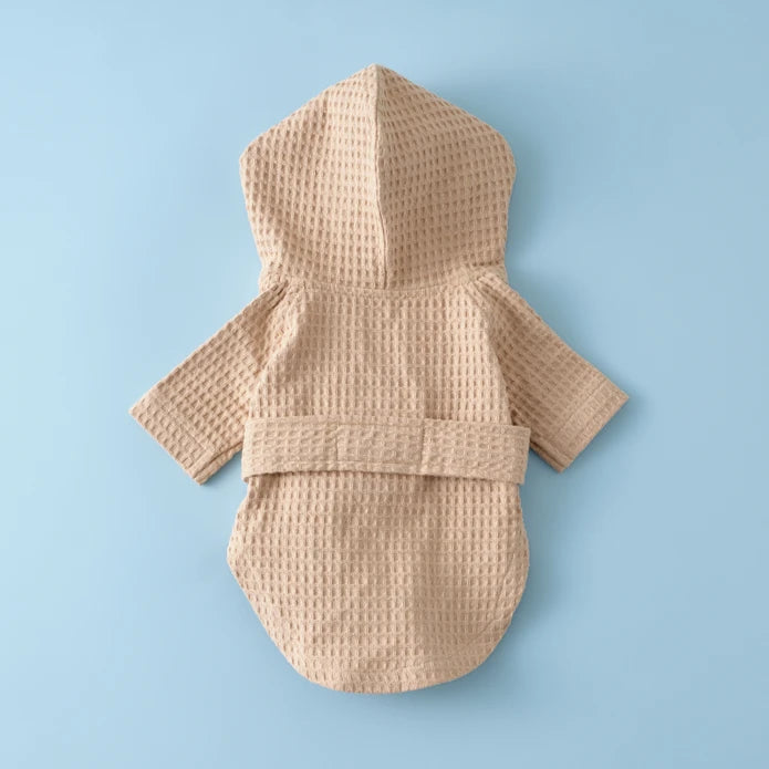 Beige Karaca Home X Paw Oliver pet bathrobe set, soft and cozy, designed for pets, with a plush fabric and adjustable fit.