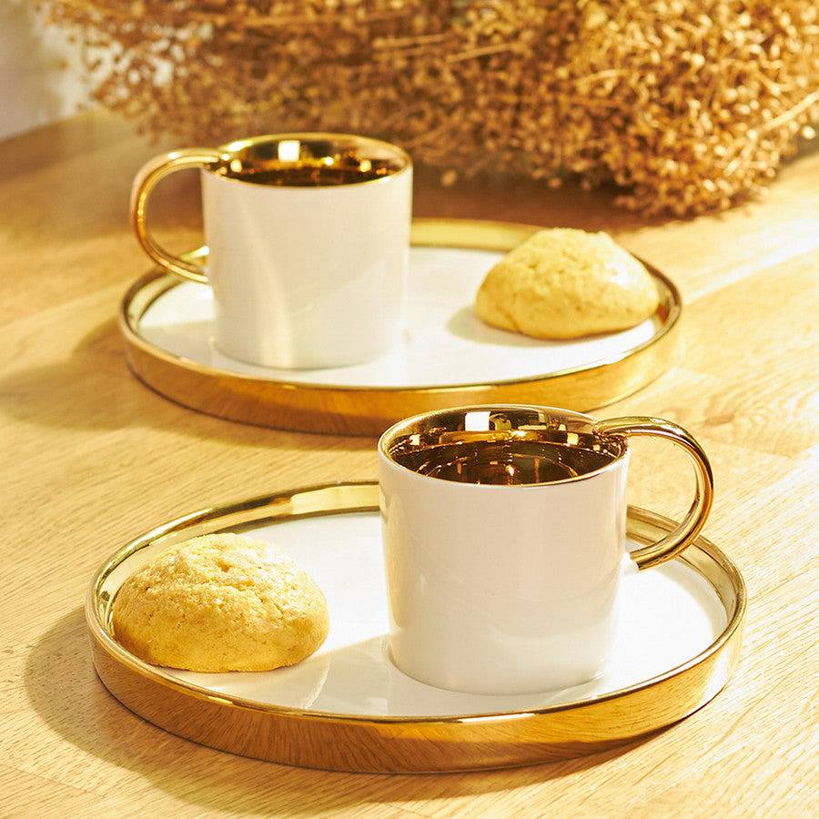 Karaca Levin White Set Of 2 Coffee Cups 153.03.06.4885 -  Coffee Sets | طقم 2 فناجين قهوة كاراجا ليفين أبيض - ebarza Furniture UAE | Shop Modern Furniture in Abu Dhabi & Dubai - مفروشات ايبازرا في الامارات | تسوق اثاث عصري وديكورات مميزة في دبي وابوظبي