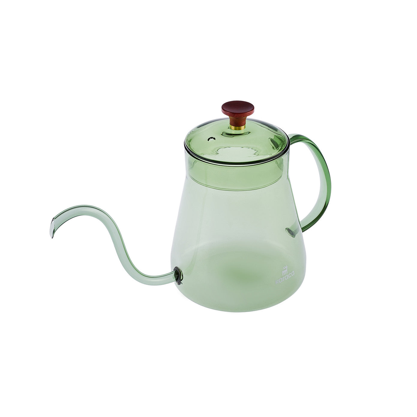 Green Karaca Martina borosilicate glass coffee kettle with 600 ml capacity, featuring a sleek handle and spout design.