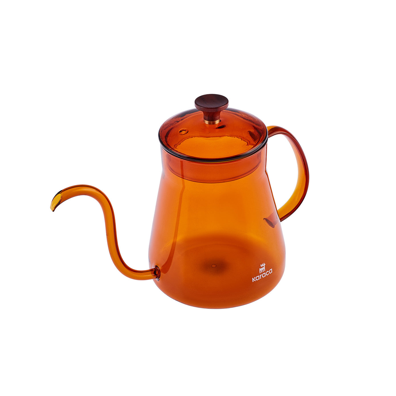 Karaca Martina orange borosilicate glass coffee kettle with 600 ml capacity, featuring a sleek handle and spout for brewing tea or coffee.