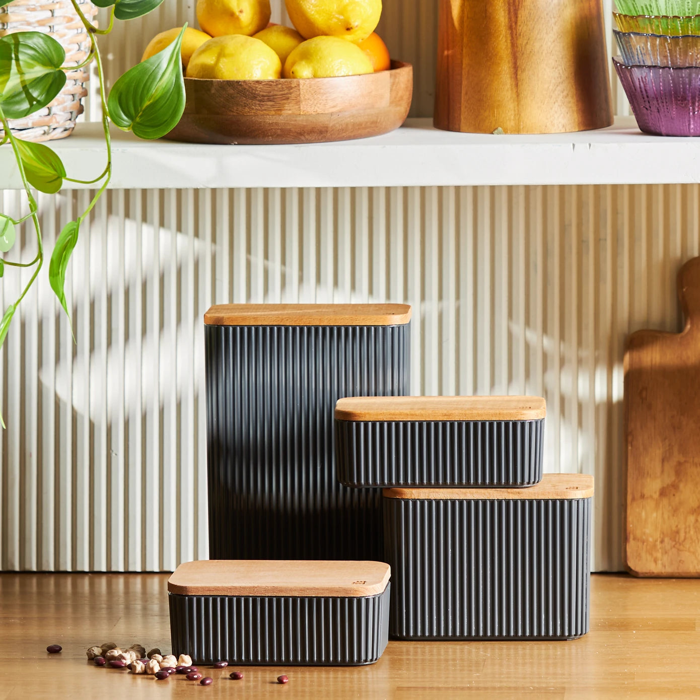 Karaca Massimo 4-Piece Storage Box Set Anthracite 153.09.01.0576 -  Spice Sets - ebarza Furniture UAE | Shop Modern Furniture in Abu Dhabi & Dubai - مفروشات ايبازرا في الامارات | تسوق اثاث عصري وديكورات مميزة في دبي وابوظبي