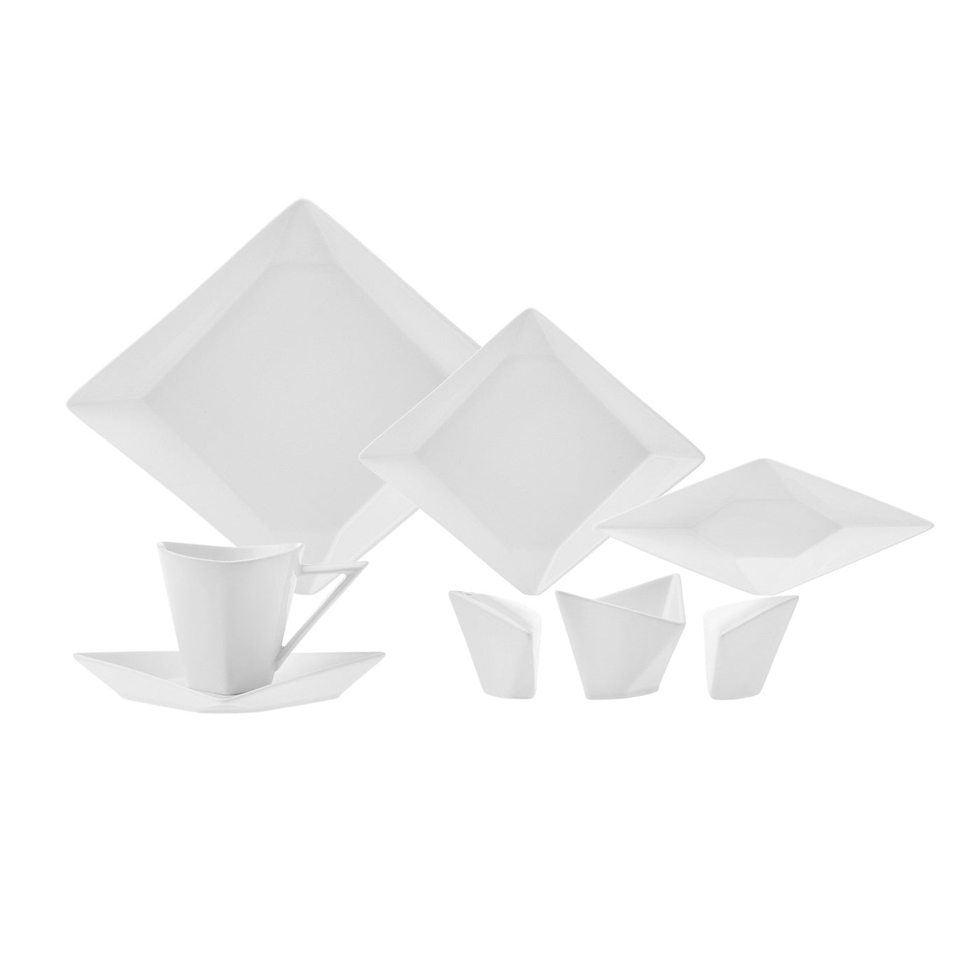 Karaca Origami New Bone 26-piece dinnerware set for 6, includes breakfast and serving plates, elegant ceramic design