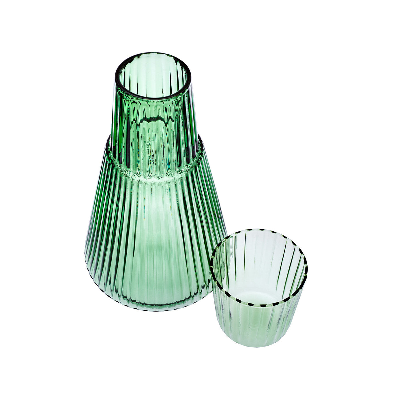 Green Karaca Pier bedside jug, ceramic drinkware with a smooth finish, designed for serving beverages in a modern home.