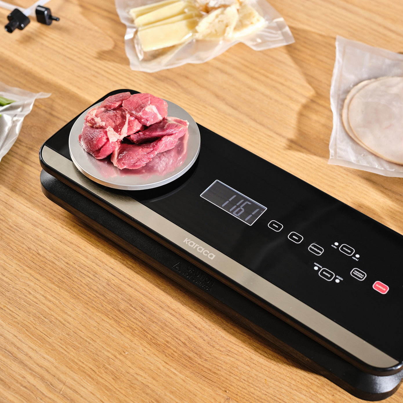 Karaca Seal and Fresh Inox weighed vacuum machine for kitchen sealing and preservation, stainless steel design.