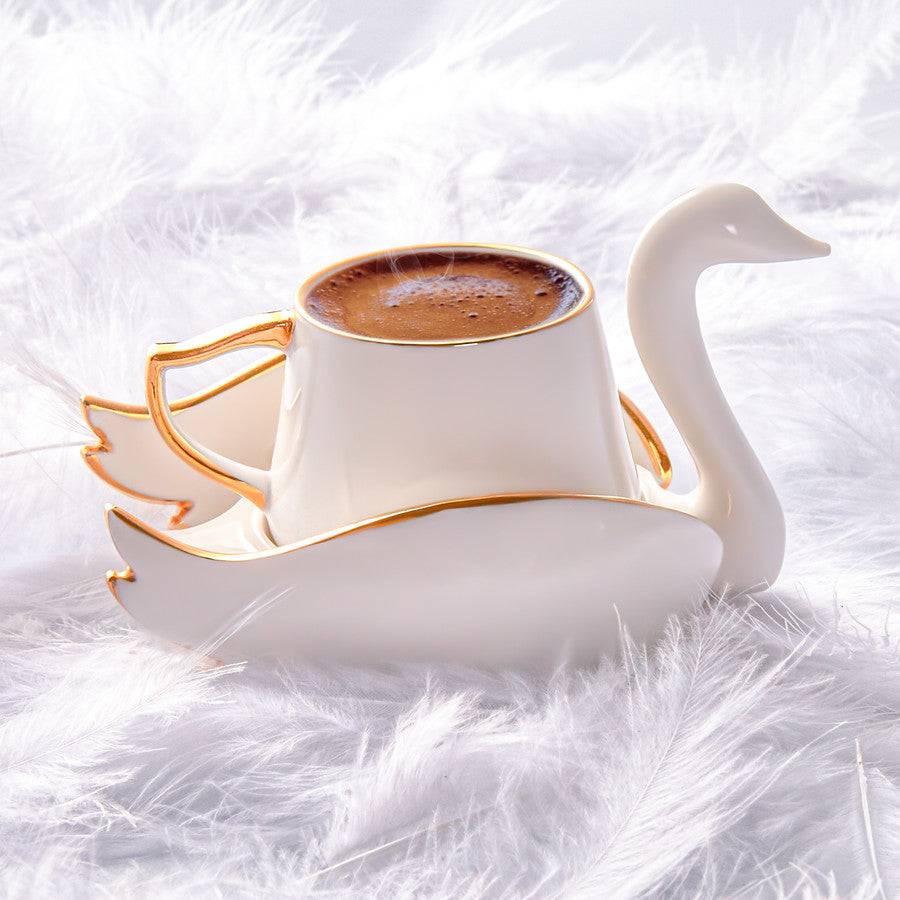 Karaca Swan Set Of 2 Coffee Cups 153.03.07.9862 -  Coffee Sets | طقم فناجين قهوة من كاراجا الوز لشخصين - ebarza Furniture UAE | Shop Modern Furniture in Abu Dhabi & Dubai - مفروشات ايبازرا في الامارات | تسوق اثاث عصري وديكورات مميزة في دبي وابوظبي