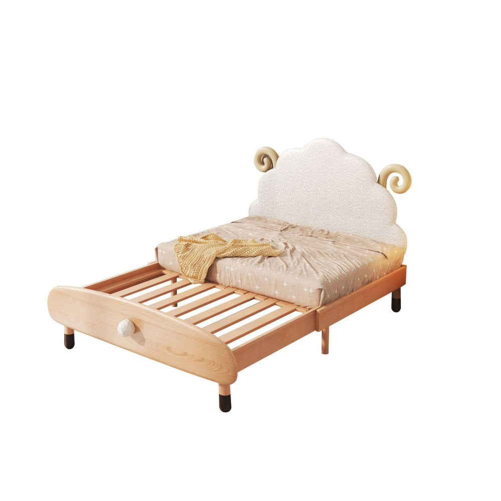 Kids extendable E-Bed with mattress from BEACON, featuring a sleek design and adjustable length for versatile kids' bedroom sleep space.