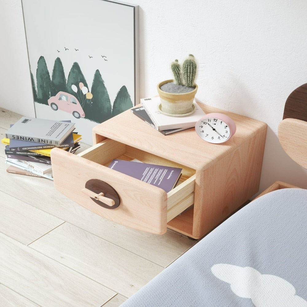 Bright children’s JayJay storage cabinet by Beacon, featuring kids shelves with colorful compartments for organizing toys and books.