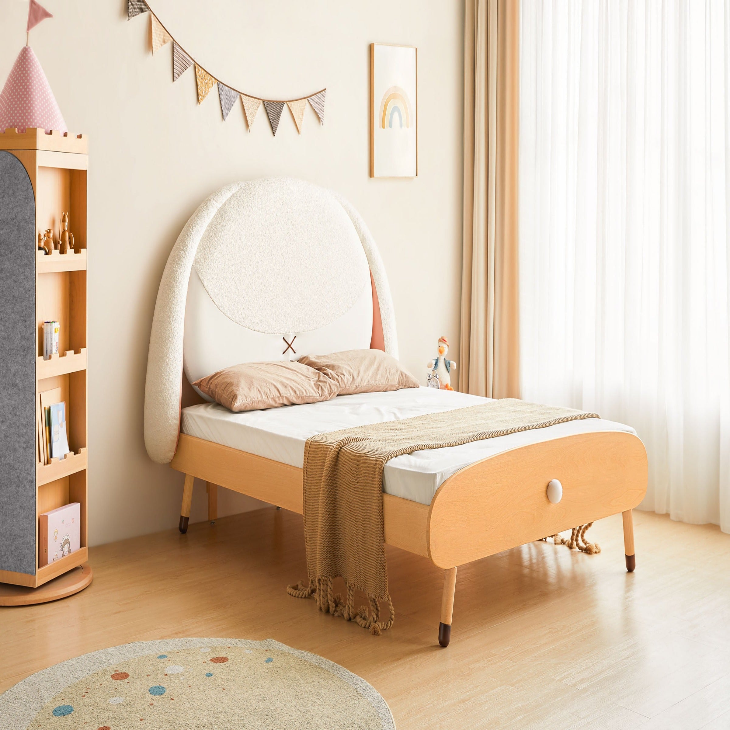 Kids Thumper the Bunny wood bed by BEACON, featuring a charming bunny design, perfect for children's bedroom decor.