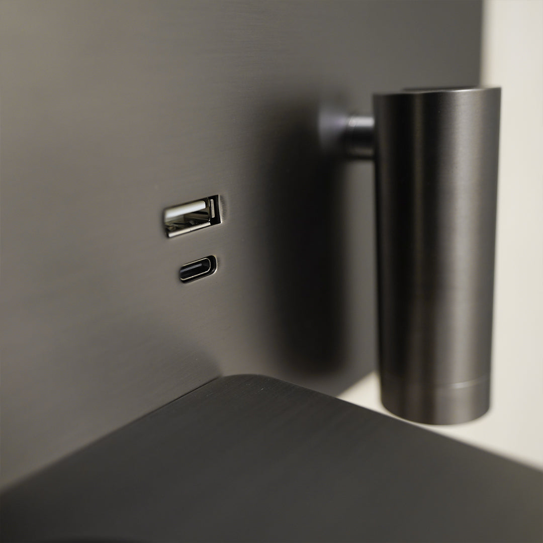 BEACON wall reading lamp Kross-WL(UA)-26 GB mounted on a hotel-style headboard, ideal for bedside reading and ambiance.