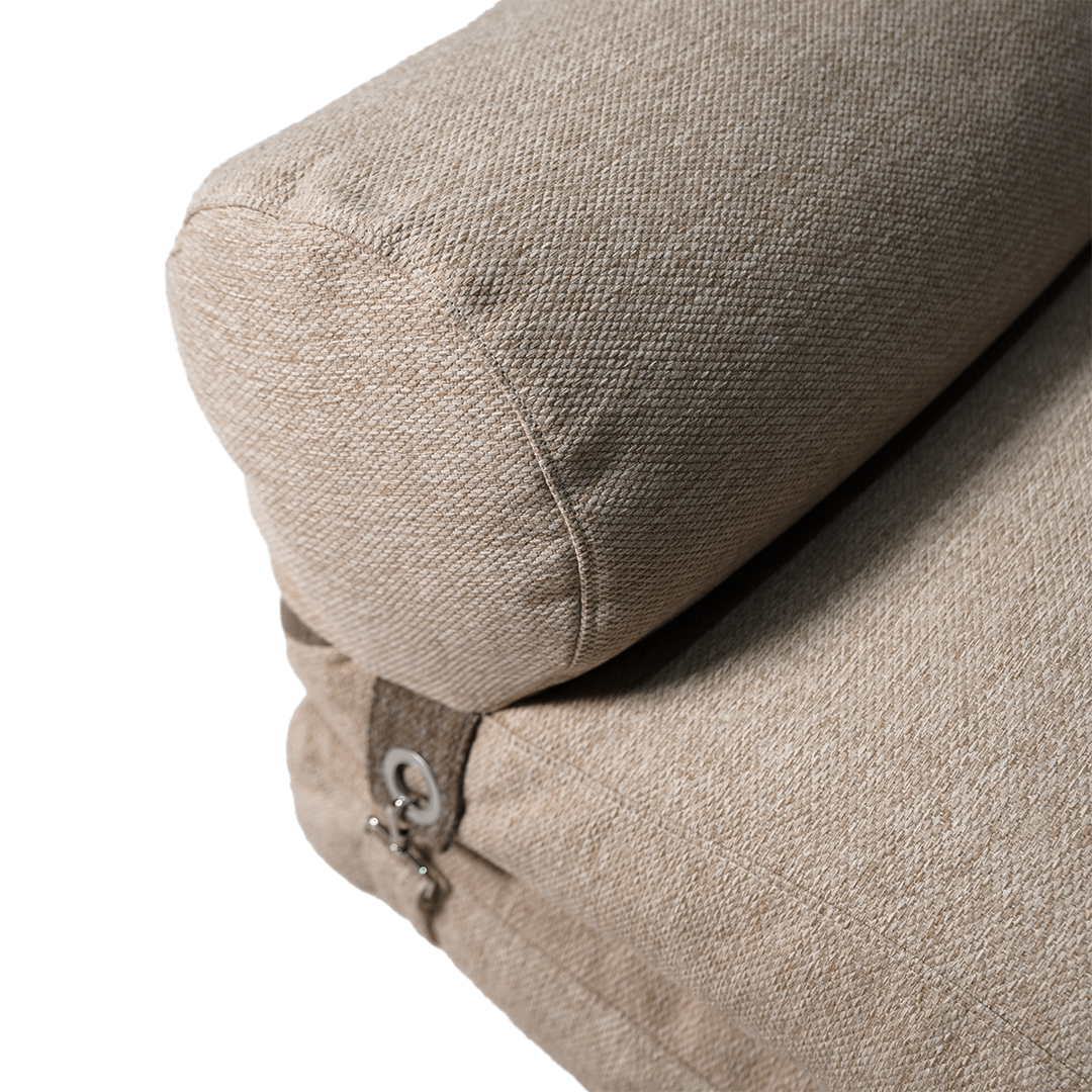 La-Concha brown and beige sunproof bean bag by BEACON, made from 100% olefin fabric, showing the cozy, rounded shape.