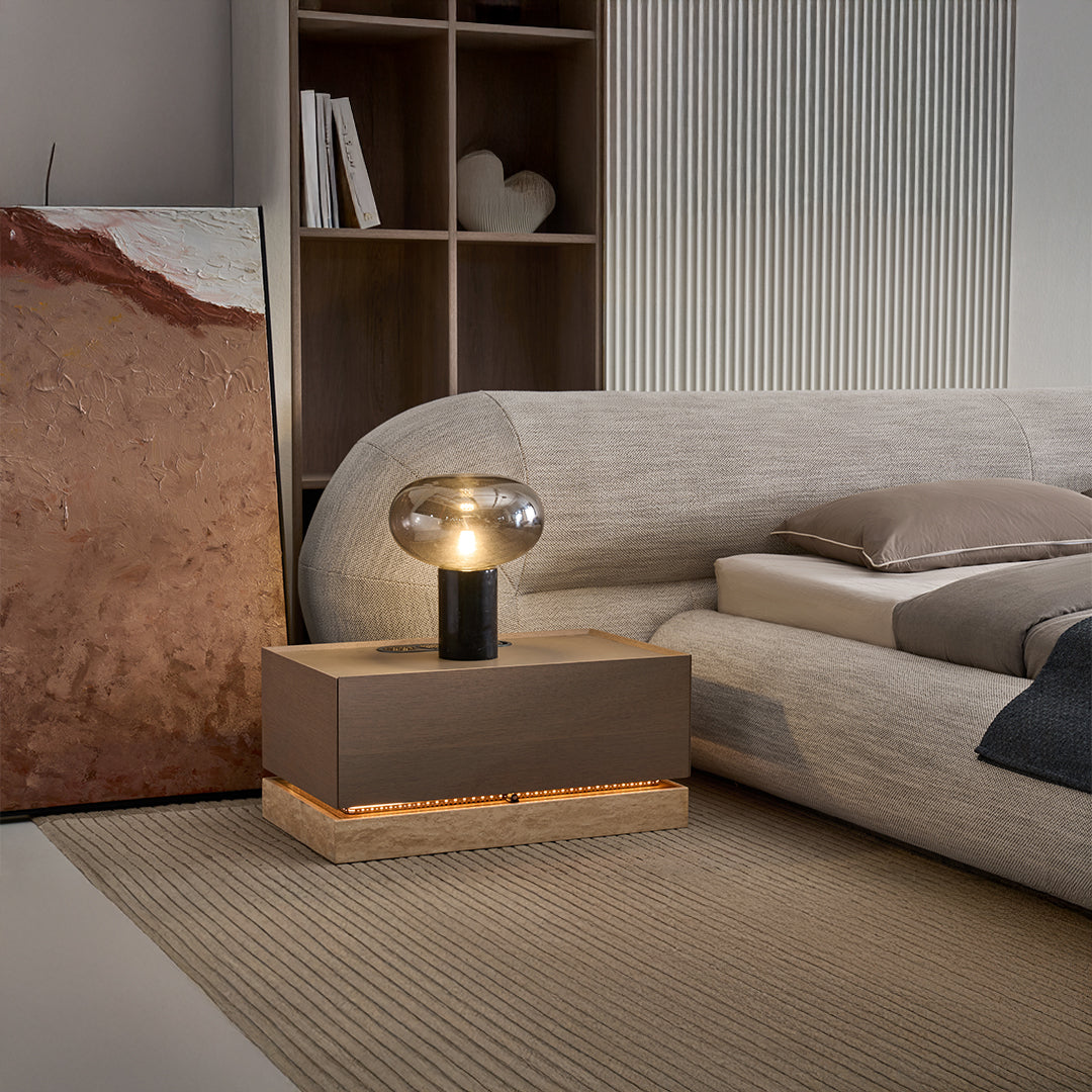 Laisi Bedside Table DB-02-NS B Style by BEACON with a modern wood finish and compact design for bedroom decor.