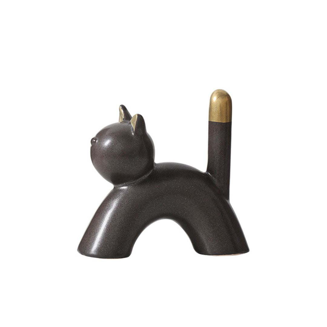 Lazy cat home decor figurine by BEACON, detailed plush feline sculpture for decorative display.