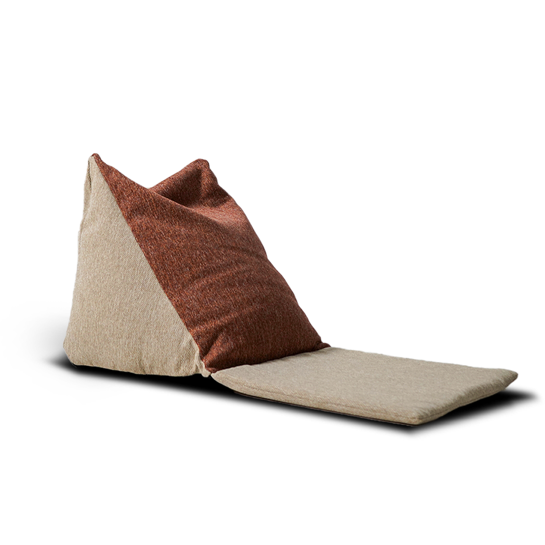Orange and beige sunproof bean bag by BEACON, featuring comfortable fabric and relaxed design for casual lounging.