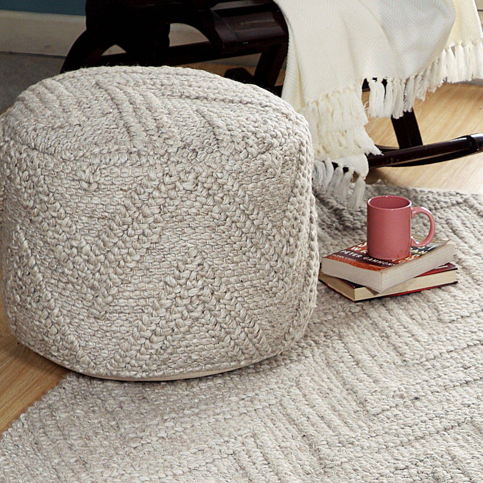 Le-Vene Handmade Wool Pouf Le-08 -  Poufs | بوف صوف مصنوع يدويًا من لو فين - ebarza Furniture UAE | Shop Modern Furniture in Abu Dhabi & Dubai - مفروشات ايبازرا في الامارات | تسوق اثاث عصري وديكورات مميزة في دبي وابوظبي