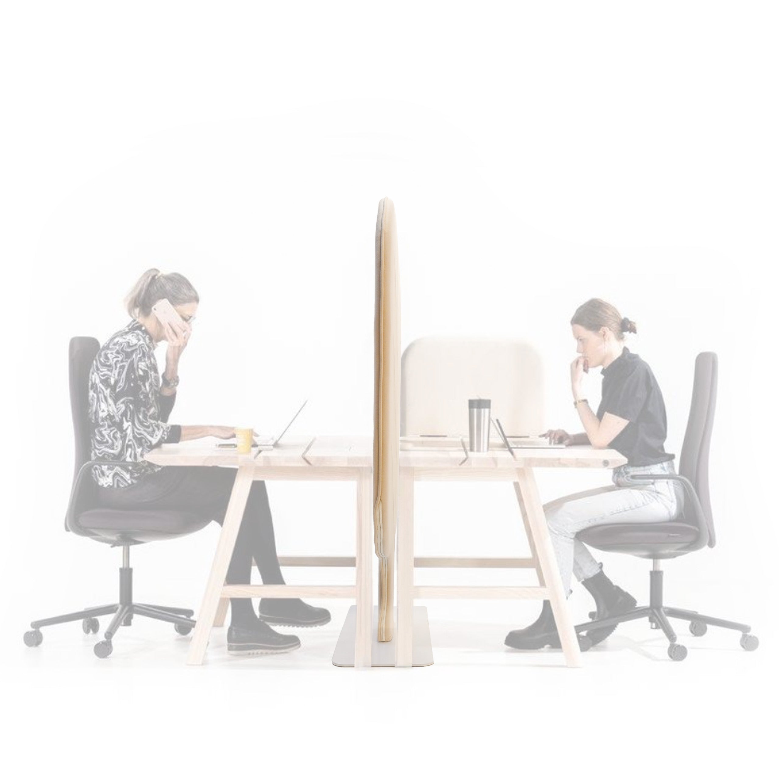 Beige Leaf Medium Office Screen Barrier by BEACON, designed for workspace privacy and separation.