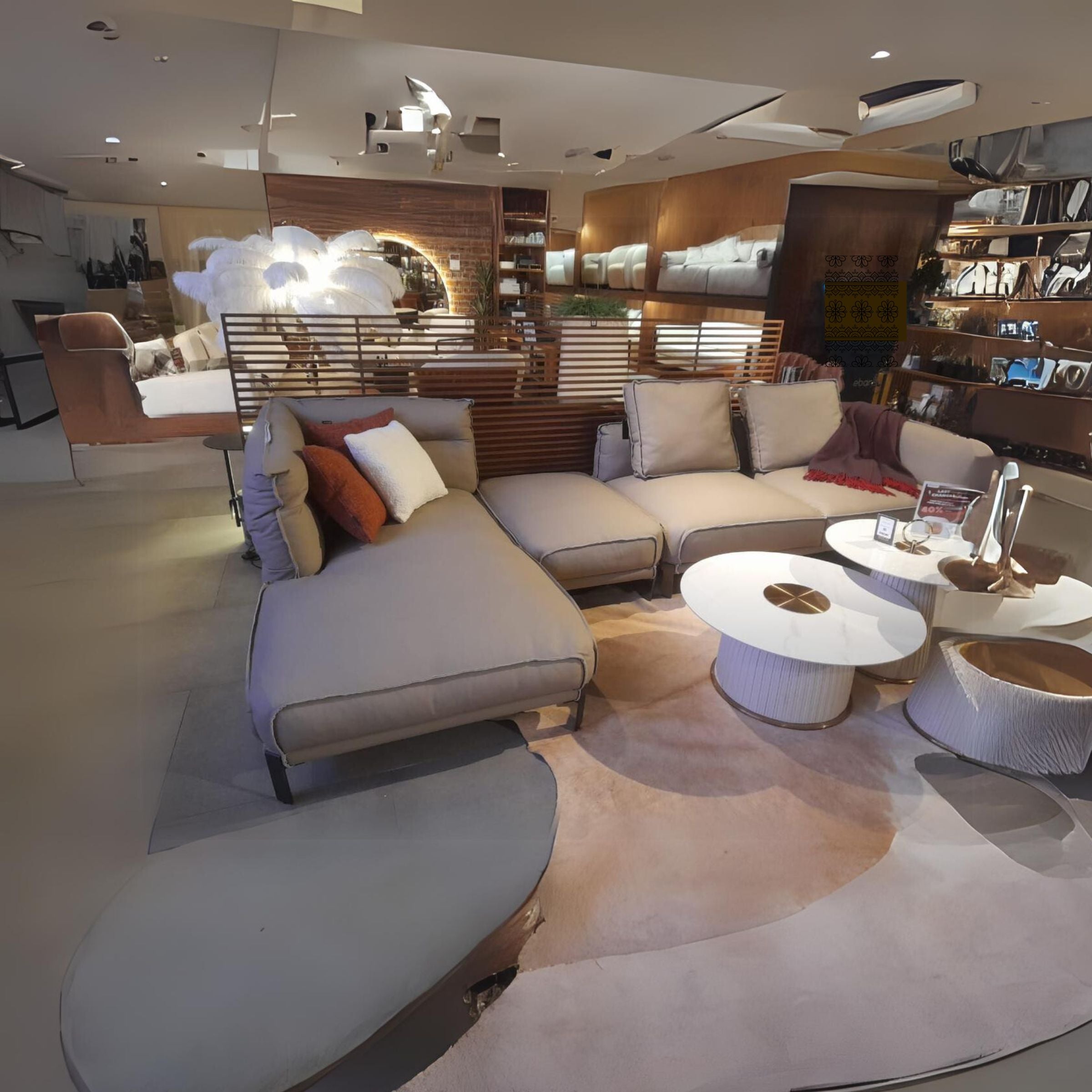 Leather high rebound L-shape sponge sofa by BEACON, showcasing plush cushions and modern design in a spacious living room setting.
