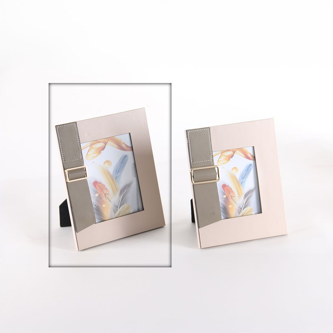 Leather picture frame by Beacon, L size, with a sleek black leather finish for home decor or displaying photos.