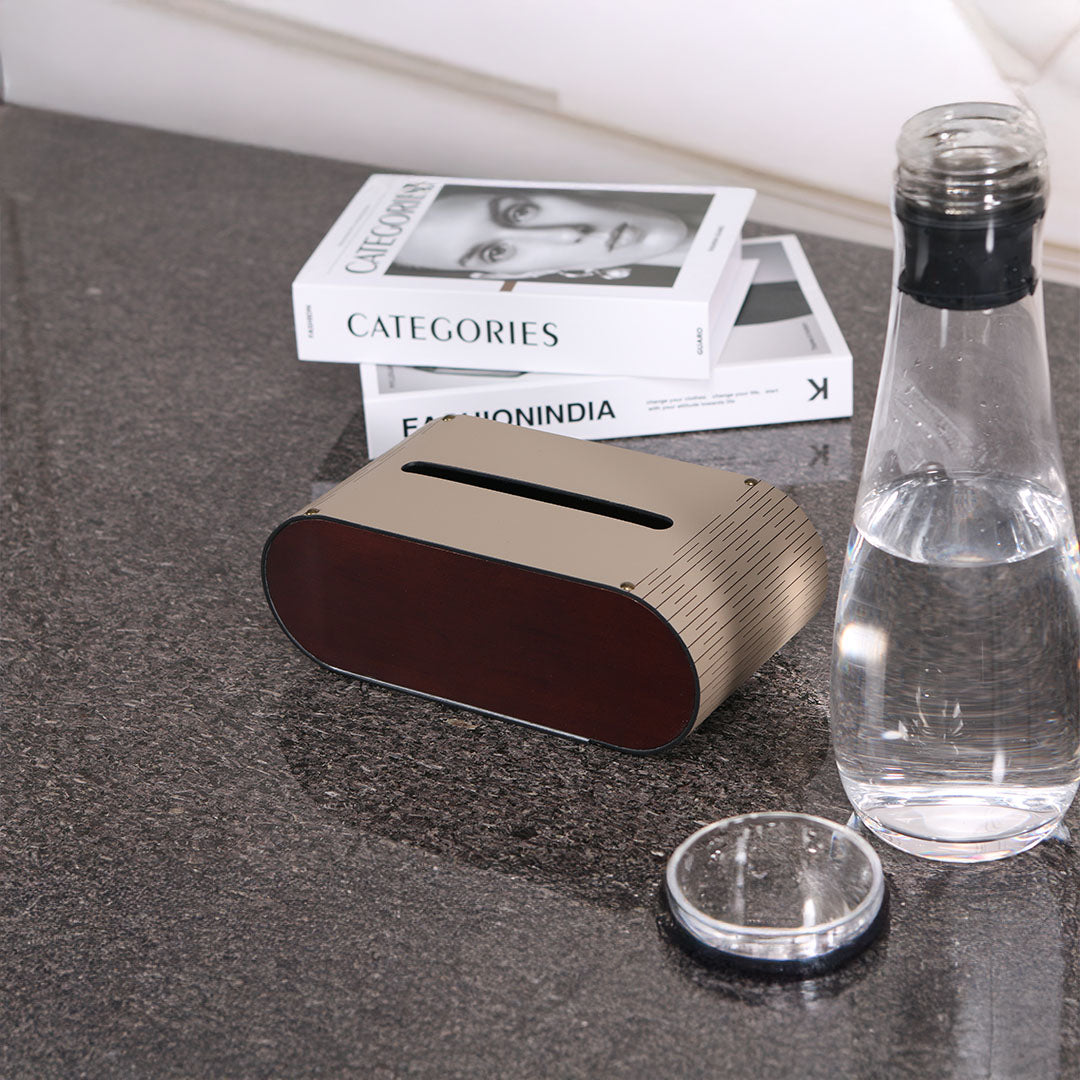 Leather tissue holder by BEACON, KF4004C, designed for tissue boxes, featuring a sleek leather exterior and modern style.