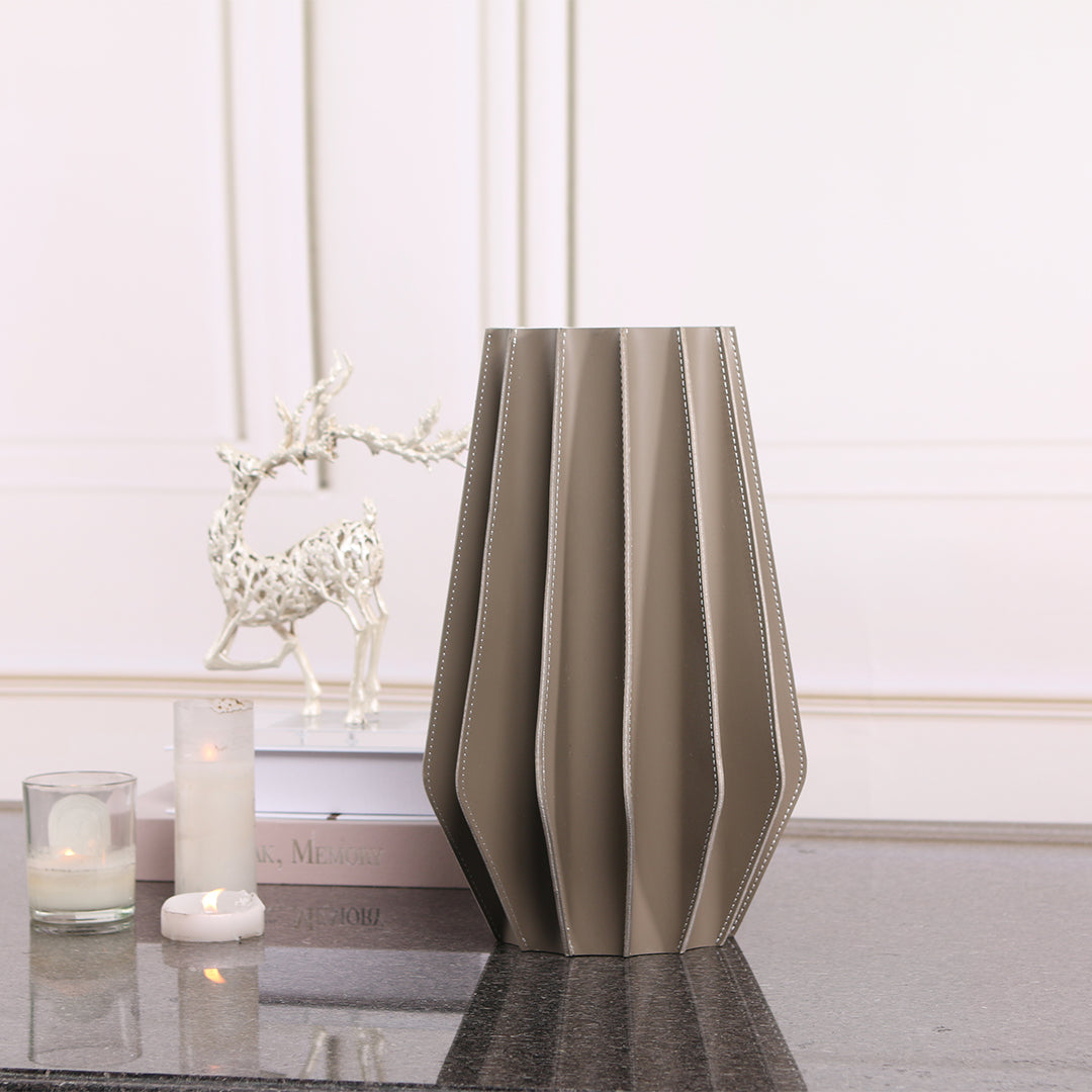 Leather vase by BEACON with a sleek, modern design, perfect for dry or fresh floral arrangements.