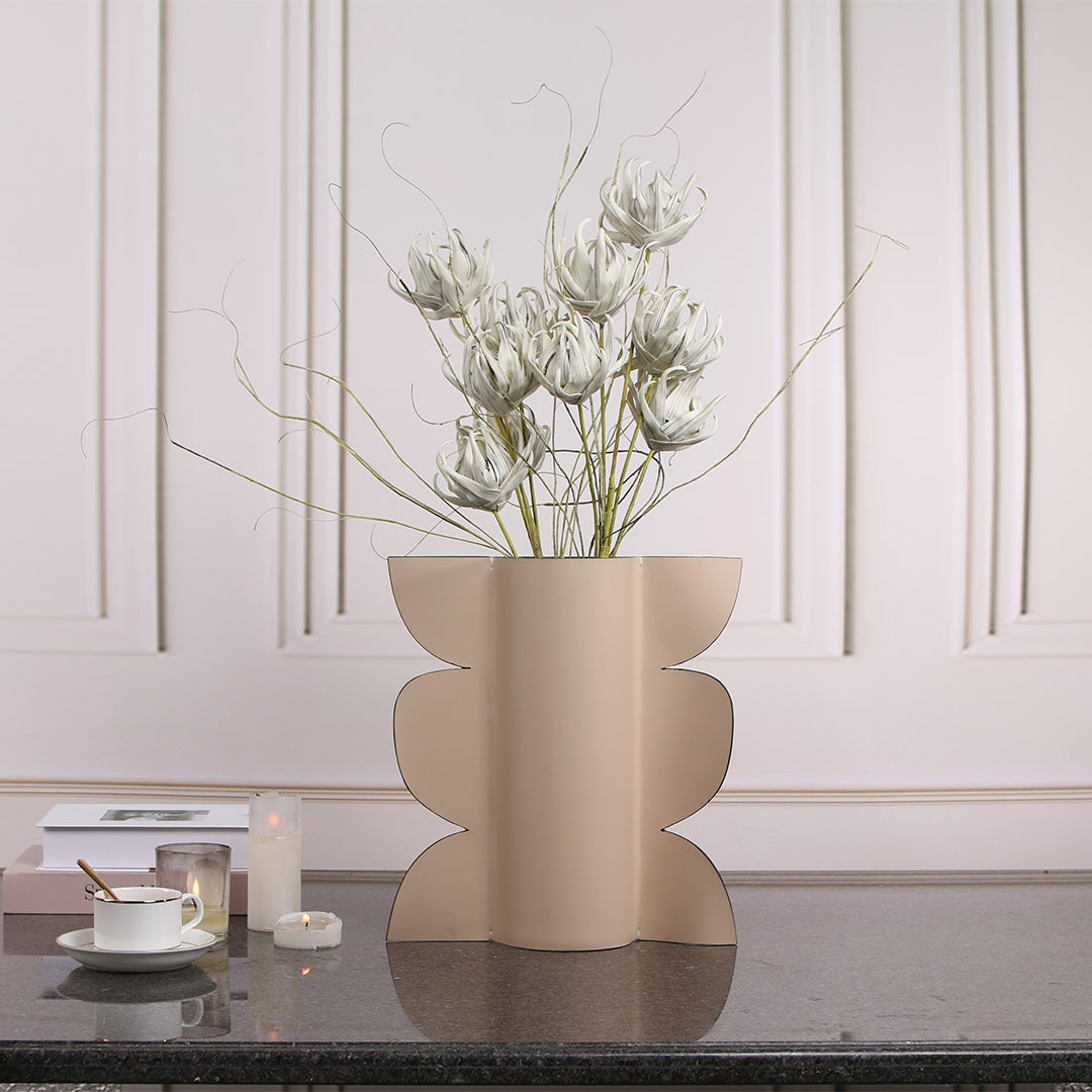 Leather vase with a sleek, modern design from BEACON, suitable for dry or fresh floral arrangements.