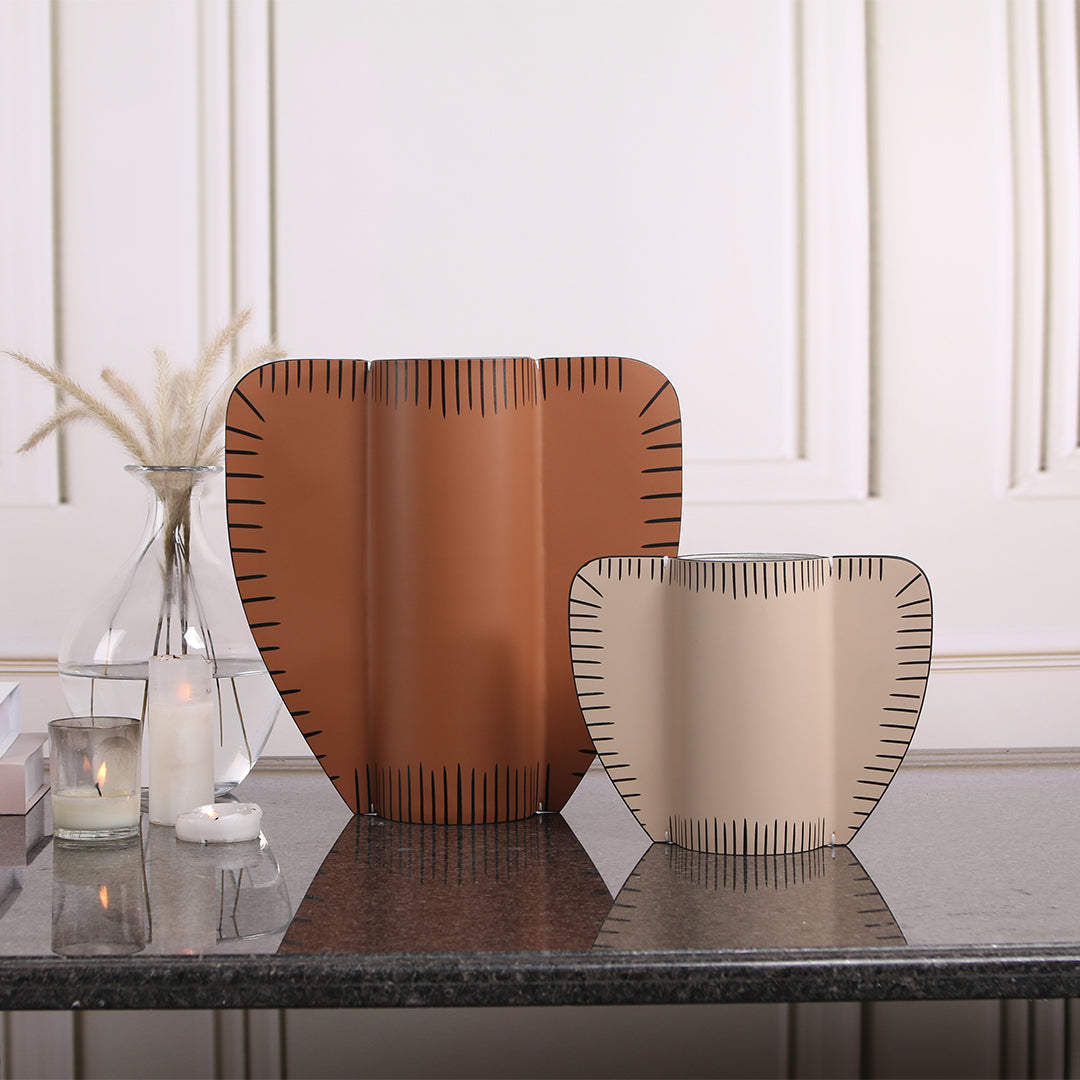 Leather vase with dry and fresh design by BEACON, featuring a sleek, textured leather surface suitable for decorative floral arrangements.