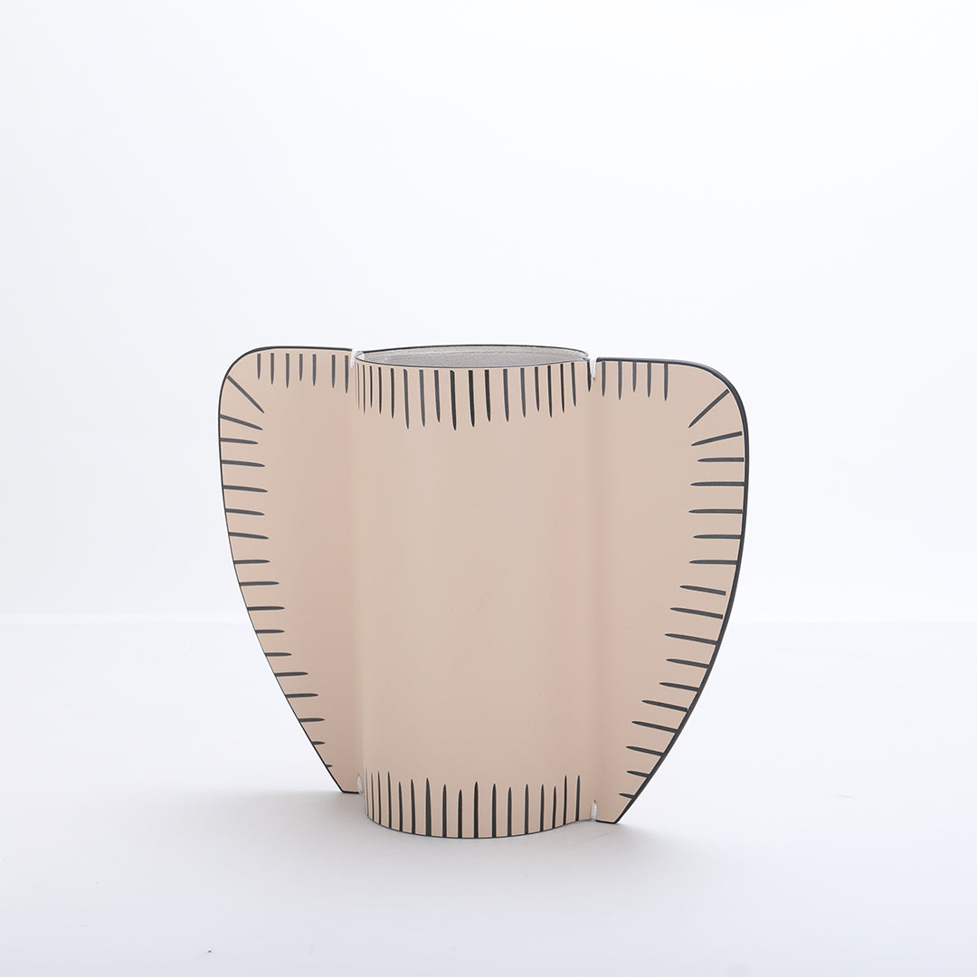 Leather vase by BEACON, designed for dry and fresh flowers, featuring a textured leather exterior and elegant shape.