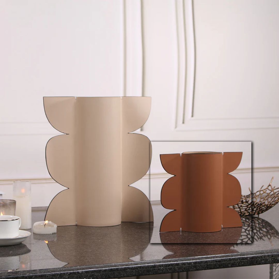 Leather vase from BEACON, dry and fresh style, featuring a smooth leather finish perfect for decorative floral arrangements.
