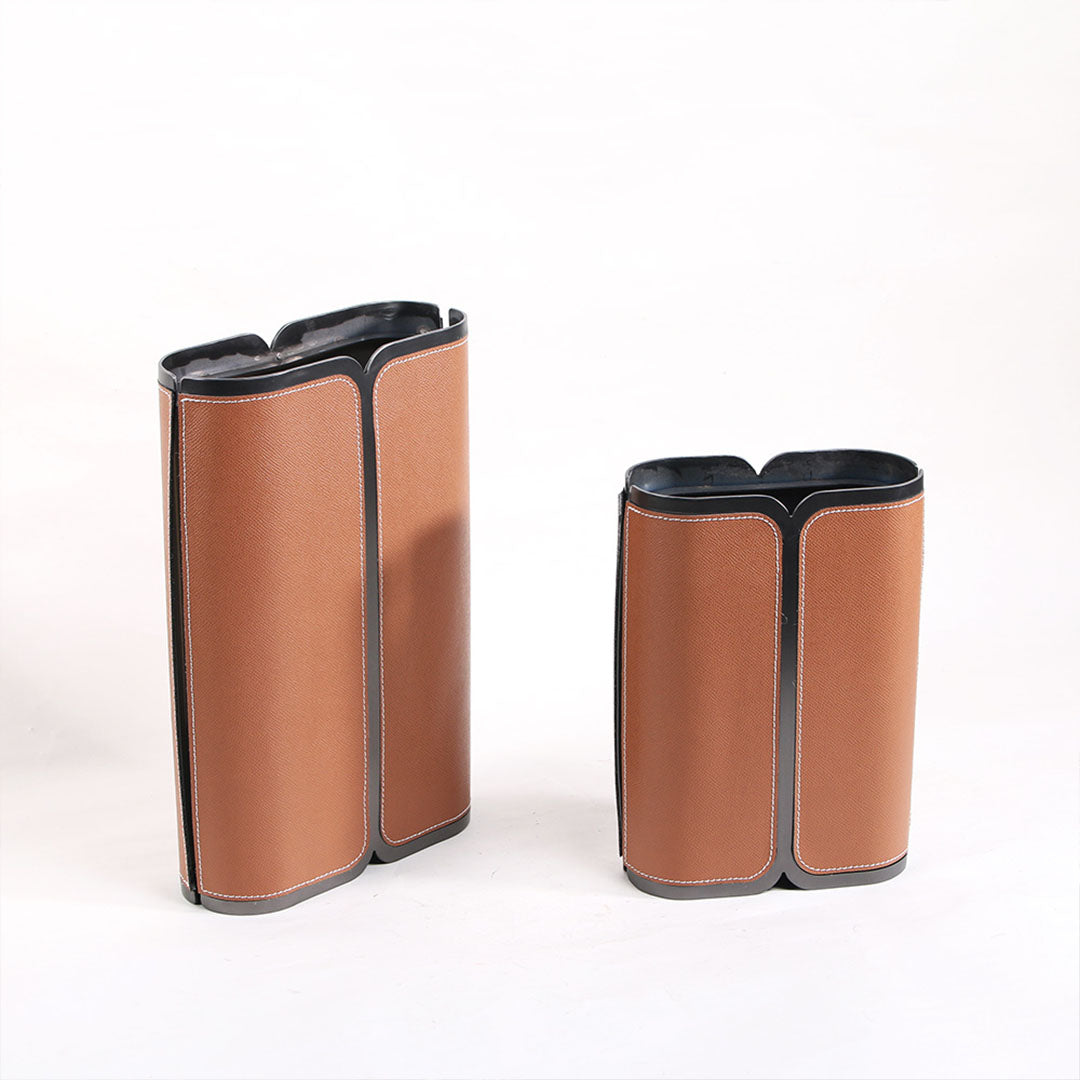 Leather-wrapped Vase-L by BEACON, stylish decorative vase with a leather exterior, ideal for modern home decor.