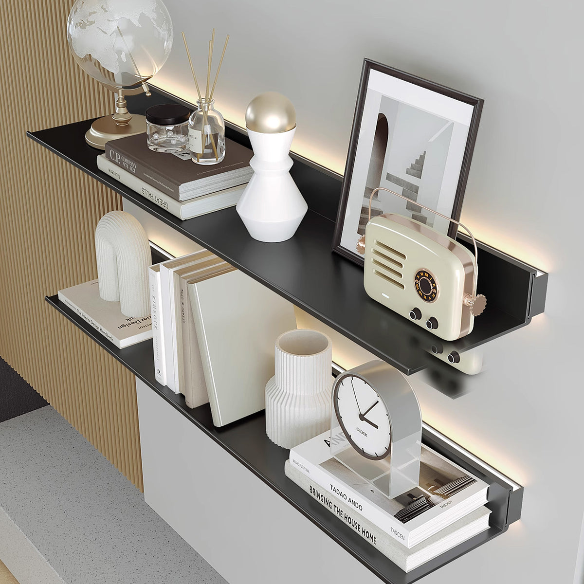 LED Aluminum Panel Light CH4-LT048-80cm Matt Black With Plug-4000k