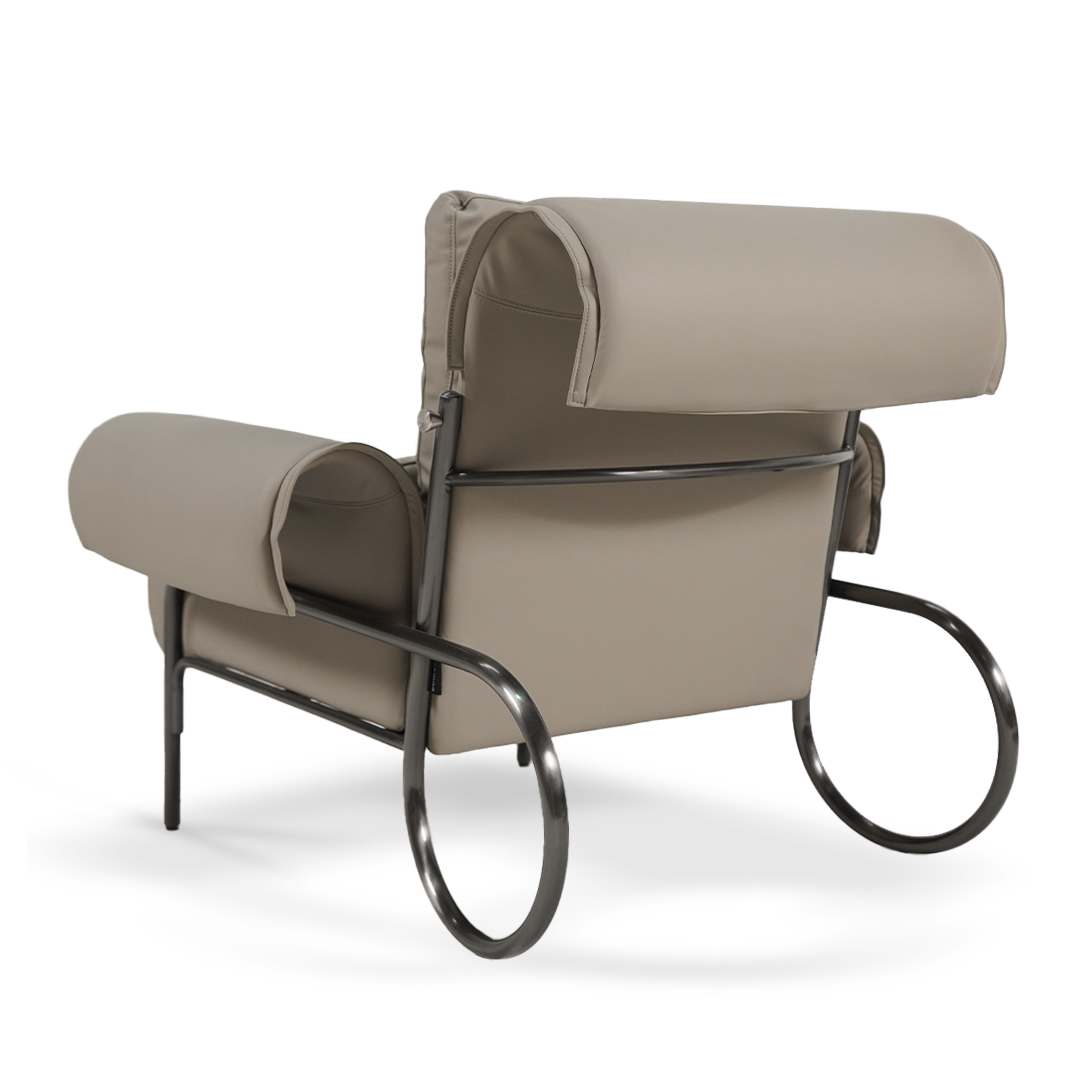 BEACON Leisure Lounge Chair LC070 with cushioned seat and wooden legs, perfect for modern relaxation and stylish living spaces.