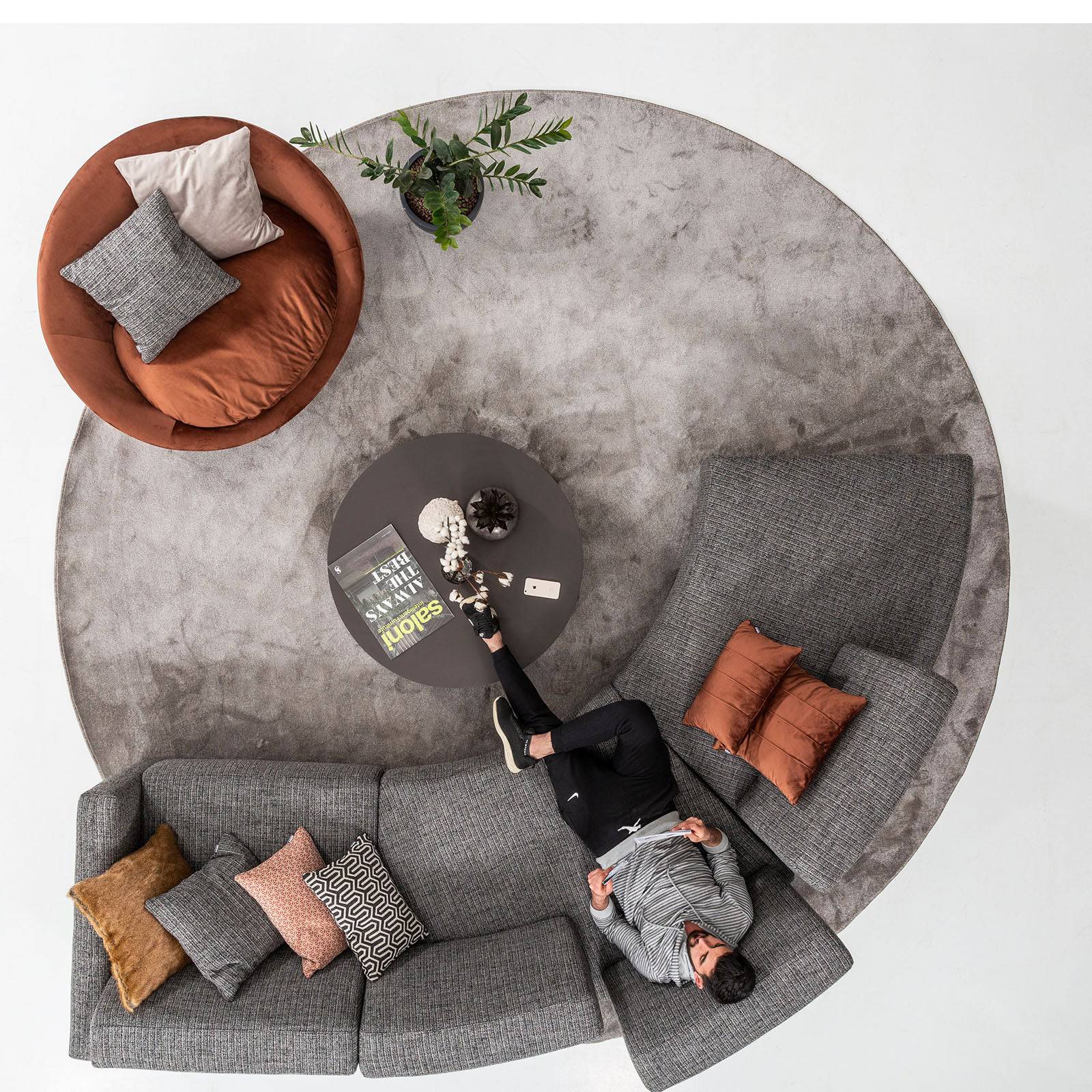 Lemans Double  Curved Module  Lemans-Double-Grey -  Sofas | قطعة واحدة من اريكة ليمانس - ebarza Furniture UAE | Shop Modern Furniture in Abu Dhabi & Dubai - مفروشات ايبازرا في الامارات | تسوق اثاث عصري وديكورات مميزة في دبي وابوظبي