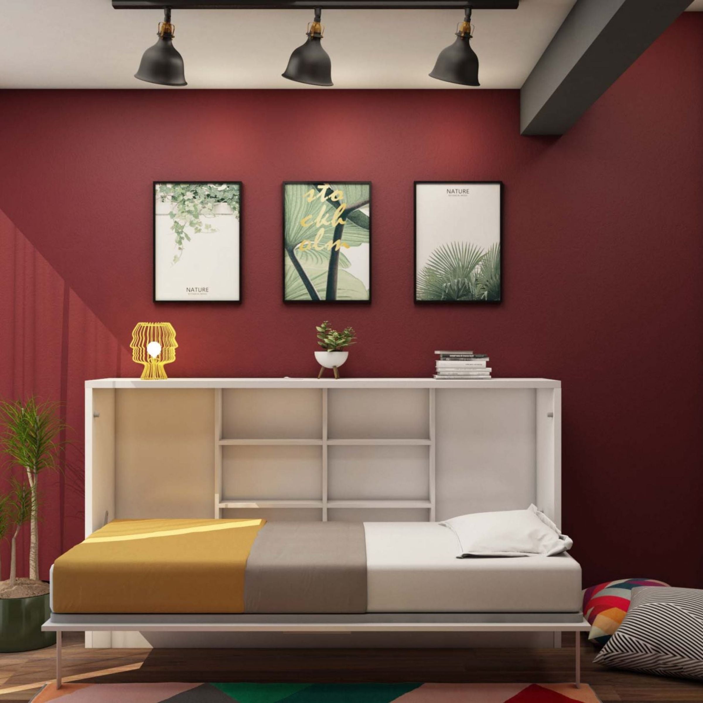 LIFE Convertable Wall Bed & Mattress with Desk Module 1121 1121C/1121D -  Bedsteads - ebarza Furniture UAE | Shop Modern Furniture in Abu Dhabi & Dubai - مفروشات ايبازرا في الامارات | تسوق اثاث عصري وديكورات مميزة في دبي وابوظبي