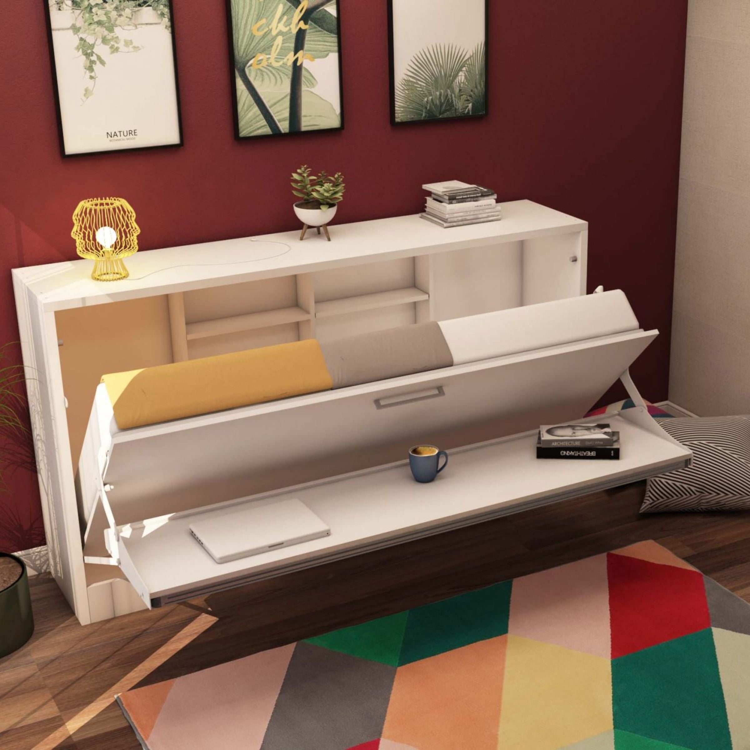 LIFE Convertable Wall Bed & Mattress with Desk Module 1121 1121C/1121D -  Bedsteads - ebarza Furniture UAE | Shop Modern Furniture in Abu Dhabi & Dubai - مفروشات ايبازرا في الامارات | تسوق اثاث عصري وديكورات مميزة في دبي وابوظبي