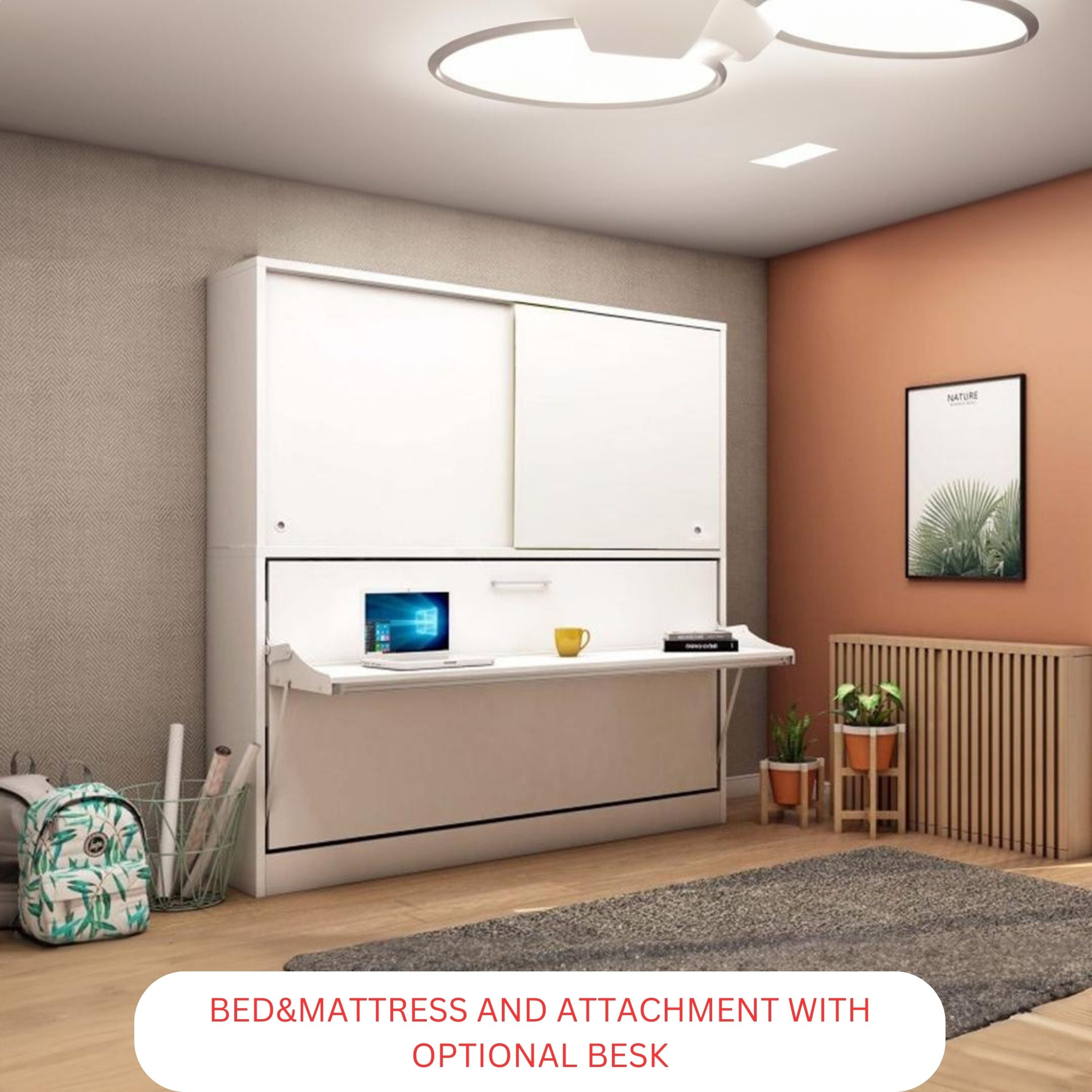 LIFE Convertable Wall Bed & Mattress with Desk Module 1121 1121C/1121D -  Bedsteads - ebarza Furniture UAE | Shop Modern Furniture in Abu Dhabi & Dubai - مفروشات ايبازرا في الامارات | تسوق اثاث عصري وديكورات مميزة في دبي وابوظبي