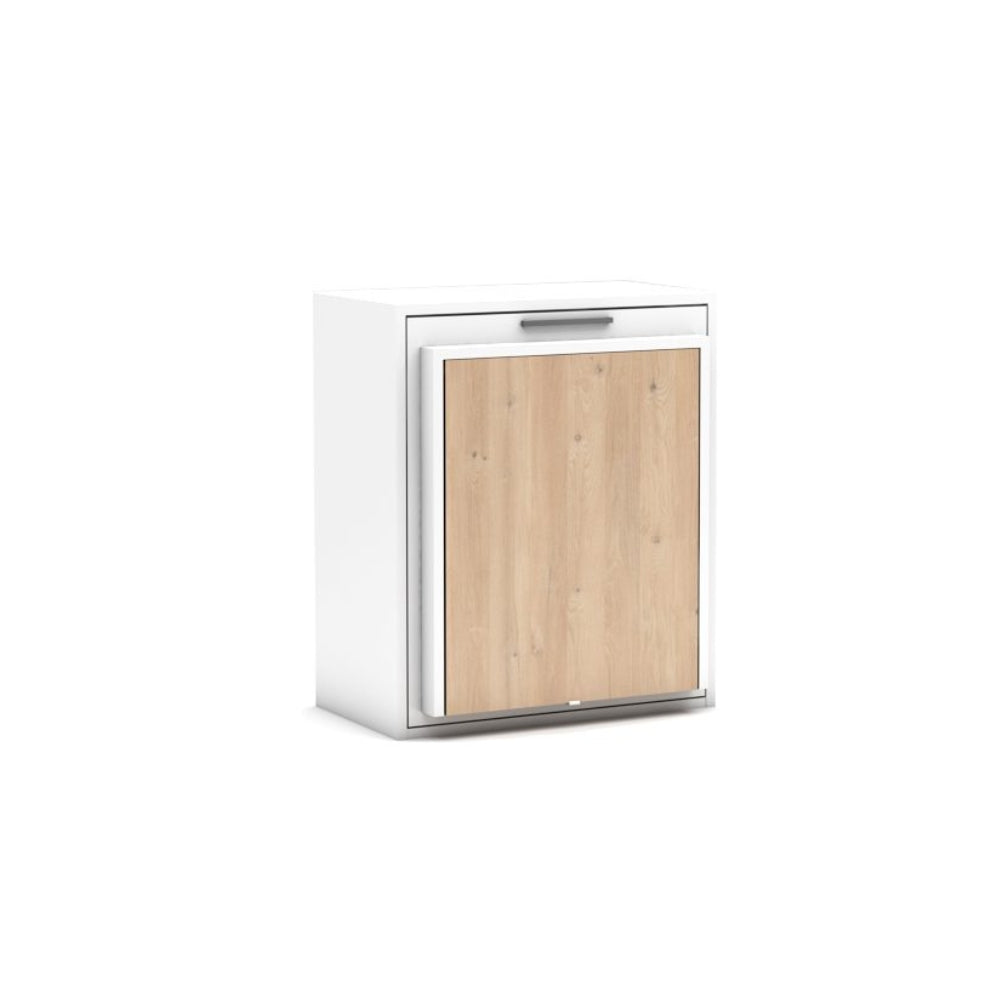 MultiMo LIFE Capsule folding single bed with mattress and secret table module, showcasing compact design and versatile functionality.