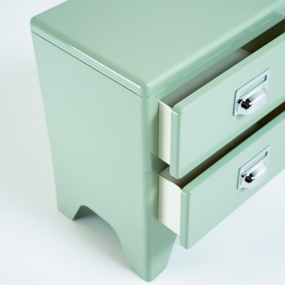 Lighet Green ABS side table by RUDI, modern bedside table with sleek green finish and compact design.