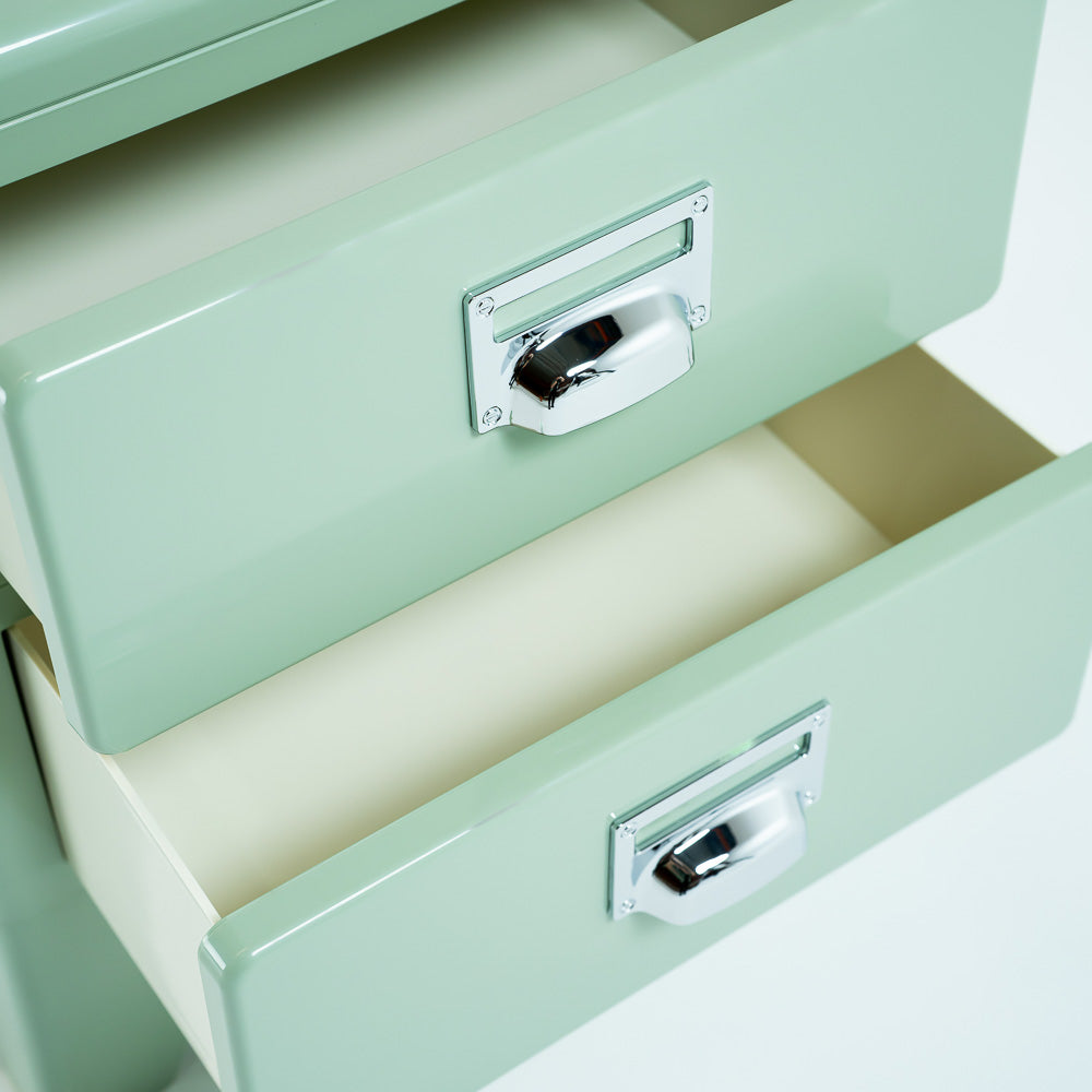 Lighet Green ABS side table by RUDI, modern bedside table with a sleek design and compact storage.