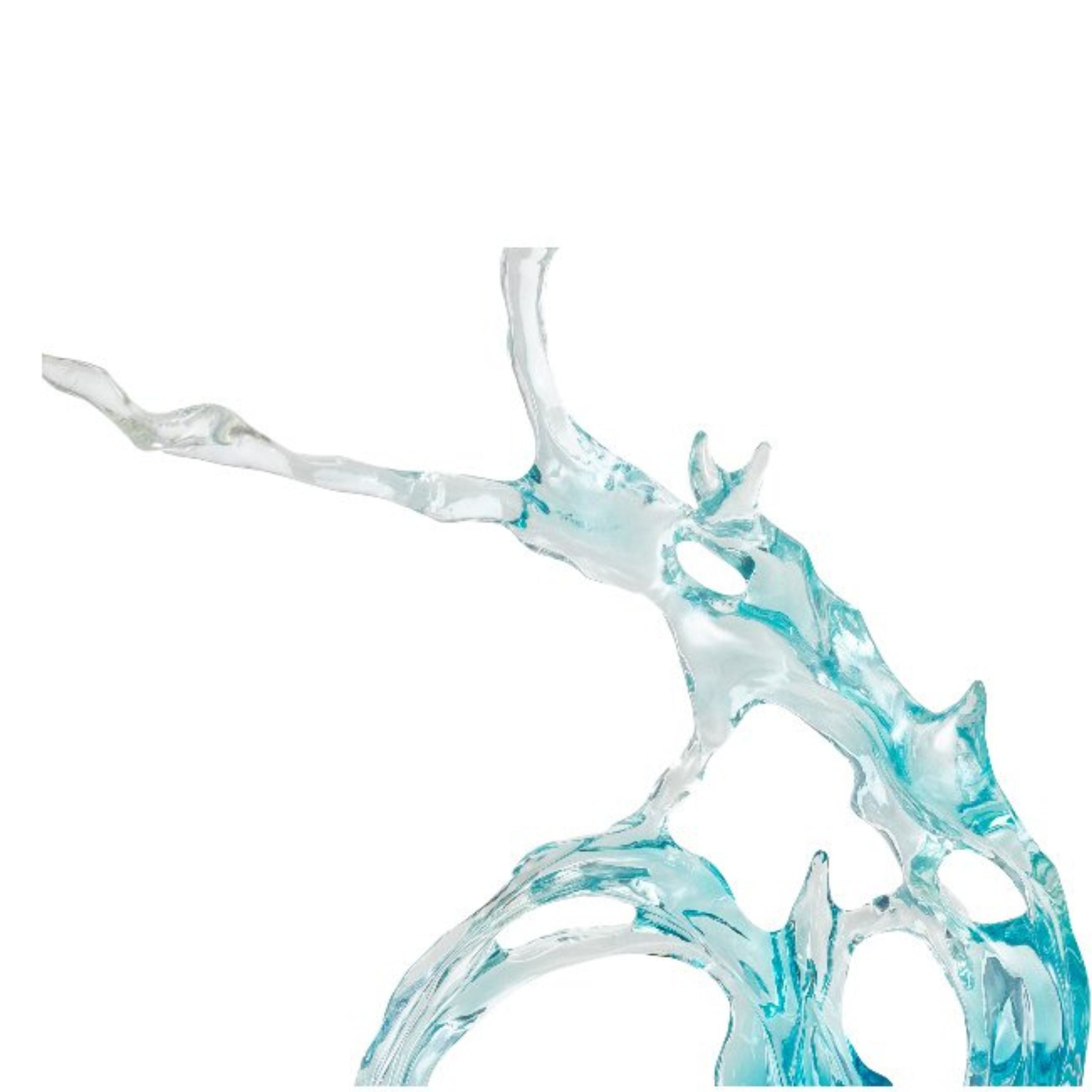 Light blue and clear abstract sculpture by BEACON, decorative home decor figurine with modern artistic design.