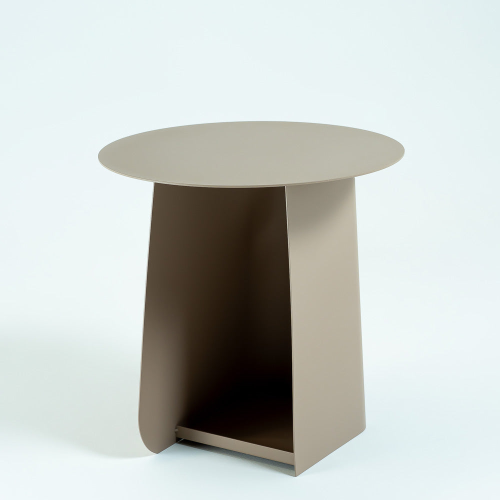Light brown RUDI GT-551 side table with a sleek design, featuring a smooth surface and sturdy legs.