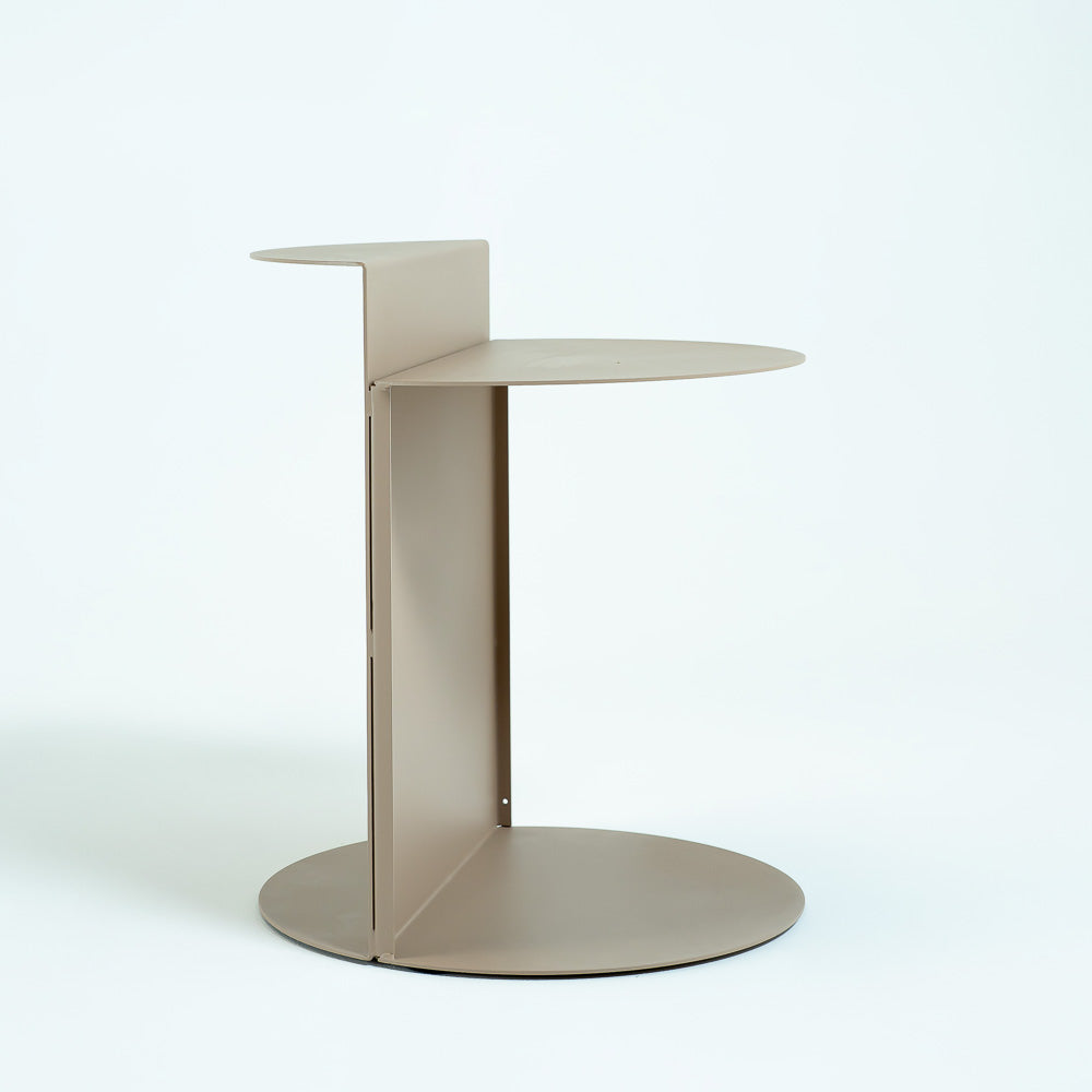 Light brown RUDI GT-568 side table with a smooth surface and simple design, perfect for living room or bedroom decor.